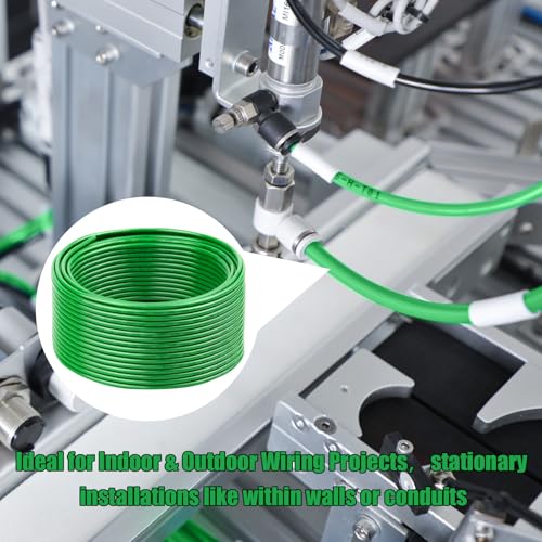 Image of 12 AWG THHN Wire 250FT - Single Bare Copper Conductor, Green Electrical Building Wire with Nylon Insulation for Panel Wiring, Grounding, Lighting Circuits, Control Systems