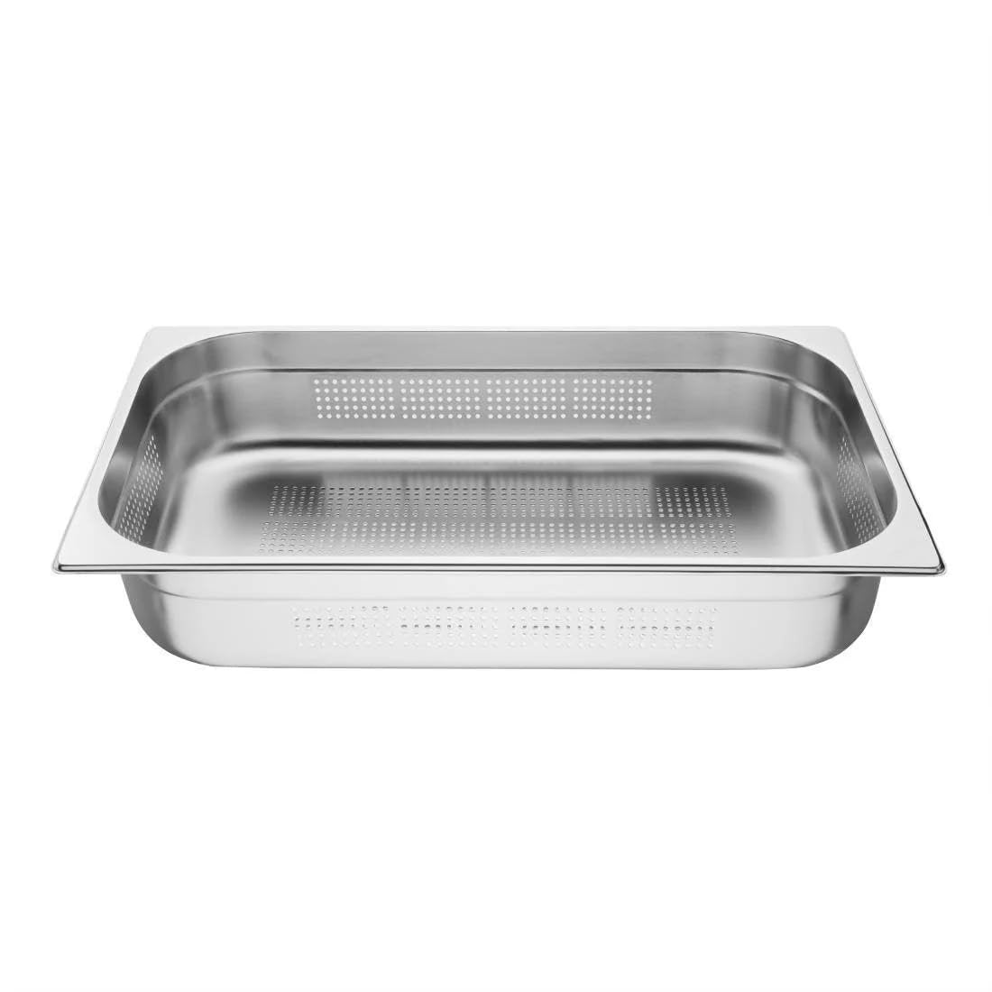 Vogue Perforierter Gastronorm-Behälter 1/1 aus Edelstahl 13,5L, Tiefe: 100mm, perforiert, ideal zum Abtropfen von Lebensmitteln - Für Kühlschrank & Ofen geeignet - Deckel separat erhältlich, K841