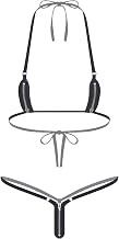 Alvivi Women's Transparent Open Micro Bikini Top Bikini Bra Swimsuit Briefs Monokini
