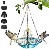 Vogeltränke Hängend, Vogeltränke mit Springbrunnen Solar, Solarbetriebenes Vogelbad Garten, Vogeltränke Blume Solar, 3 Stufig Vogeltränke zum Aufhängen, Vogelbad für Garten Hof Terrasse Lockt Vögel