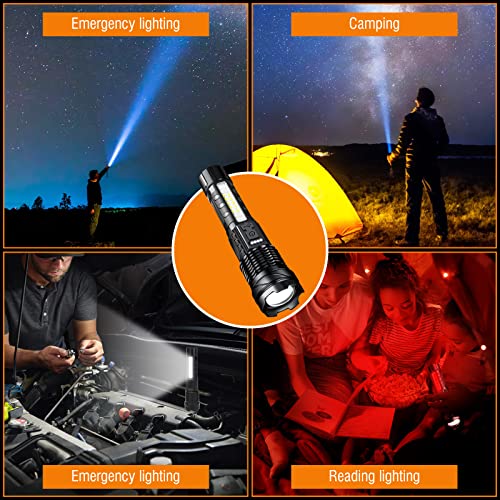 Boruit A76 Rechargeable Flashlights High Lumens 20000 Super Bright Led Tactical Flash Light - 7 Modes Usb-C Handheld Flashlight With Red Blue Side Light Clip #TOP6