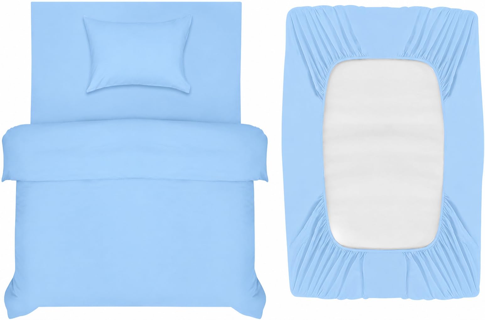 INSPIRE HOMEWARE Single Duvet Cover Set - Duvet Cover,Fitted Sheet with Pillowcase - Premium Brushed Microfiber 3 piece Single Bedding Sets - Light Blue Quilt Cover Set for All Seasons