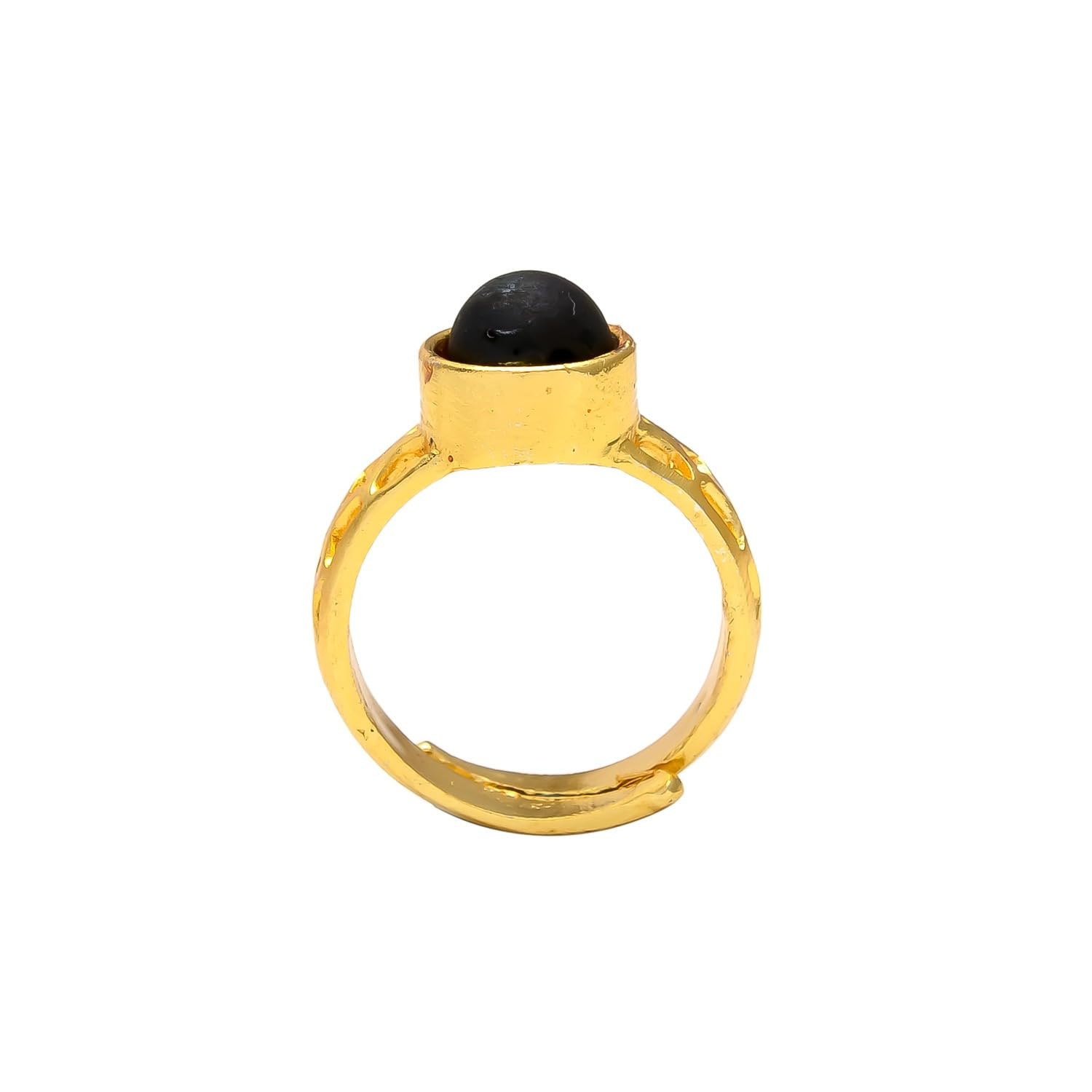 shree shyam gems And Jewellery Adjustable Original Karungali Malai Ring with Gold Pleated Karungali Bead Ring for Men and Women-picture-35