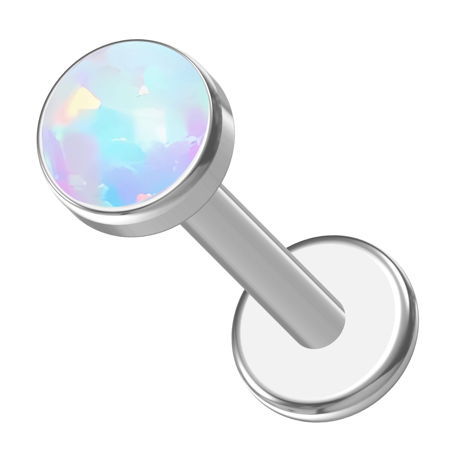 NewkeepsR 1.2mm G23 Titanio internamente roscado Cubic Zirconia Creciente Bezel Cluster Gema Superior Cartílago Labret Stud