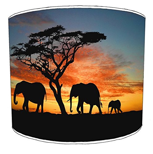 Elephant Family Sunset Lampshade for A Table Lamp in 3 Sizes - Free Personalisation