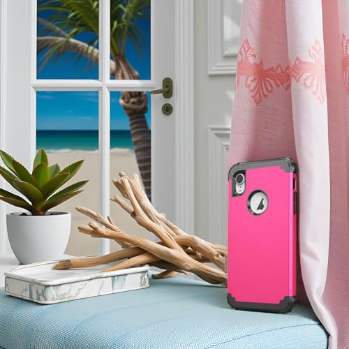 Coque iPhone XR protection verre trempé hybride 3 en 1 rose rouge