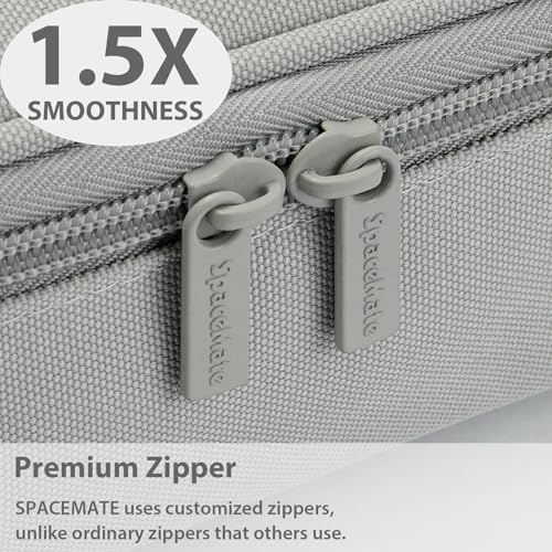 Image of SPACEMATE Pencil Case Pouch Box Bag School Supplies Girls Boys Kids, Cute Preppy Stuff Large Big Capacity Aesthetic Pen Organizer, Back to College Stationary, Light Gray, Standard Stlye, 1800ml