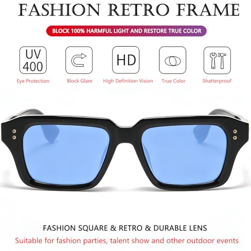 Image of AIEYEZO Rectangle Sunglasses for Men Women Fashion Square Frame Sun Glasses 90's Retro Designer Shades