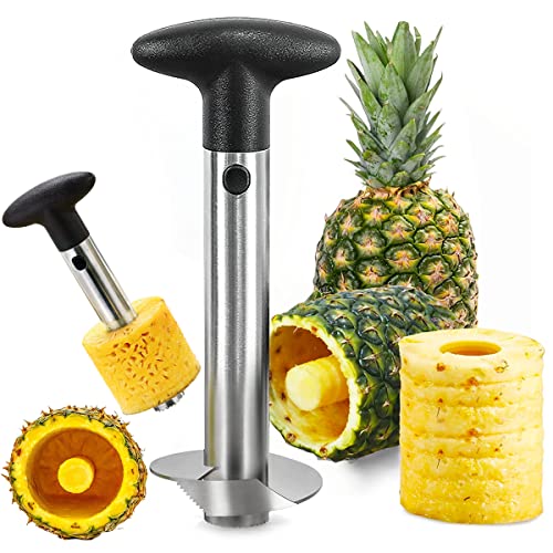 Coupe Ananas, RosyFate Decoupe Ananas, Couteau à Ananas, Epluche Ananas Inox, Amélioré, avec Poignée Antidérapante, Coupe Fruit, Corer pour la Maison et la Cuisine