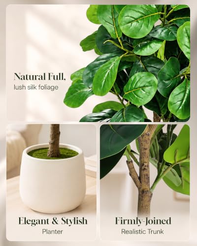 5Ft Artificial Fiddle Leaf Fig Tree Tall Fake Plants Indoor Faux Trees - image 4
