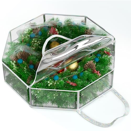Homyfort-24-Christmas-Wreath-Storage-Container-Waterproof-Heavy-Duty-Wreath-Bag-with-Reinforced-Handles-Transparent-PVC-Wreath-Holder-for-Xmas-Holiday-Seasonal-Wreath-Garland Homyfort 24" Christmas Wreath Storage Container - Waterproof Heavy Duty Wreath Bag with Reinforced Handles, Transparent PVC Wreath Holder for Xmas Holiday Seasonal Wreath Garland - Image 1