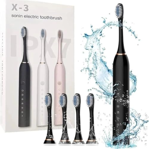 Image of KASHTHABHANJAN PHARMA Sonic Electric Toothbrush for Adults & Kids | 5 Cleaning Modes | 34000 Strokes /Min | USB Rechargeable | 4 Brush Heads | Waterproof IPX7 | Deep Cleaning Electric Tooth Brush (Multicolor)