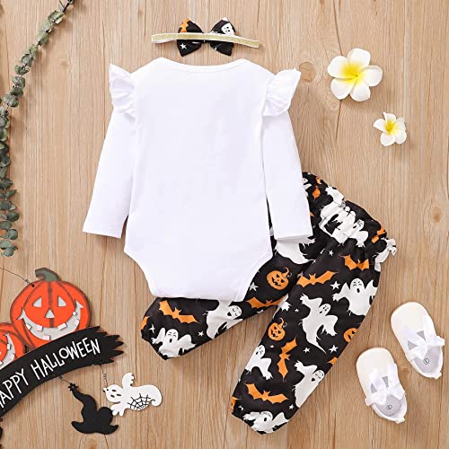Image of DISAUR Baby Girls Clothes Newborn Infant Baby Girls Outfit Long Sleeve Ruffle Romper Floral Pants Headband Sets 0-18 Months