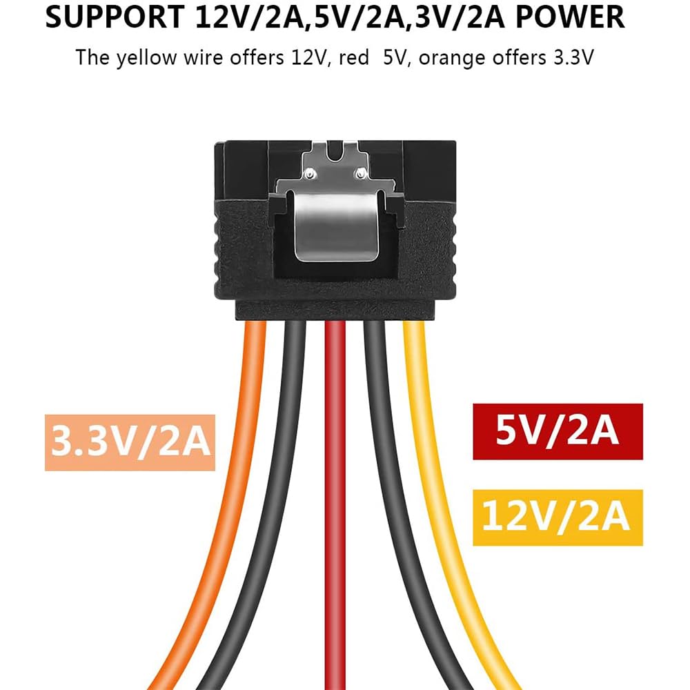 Cavo di prolunga di alimentazione SATA, confezione da 6 cavi di prolunga SATA maschio-femmina a 15 pin, adattatore for disco rigido, HDD, SSD, PCIE (6PCS With lock)