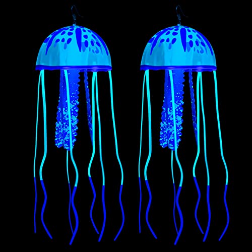 2 Pcs Glow Earrings Jellyfish for Summer Night Party Dangle Drop Weird Earrings Light up Glow in the Dark Christmas Party Decoration2