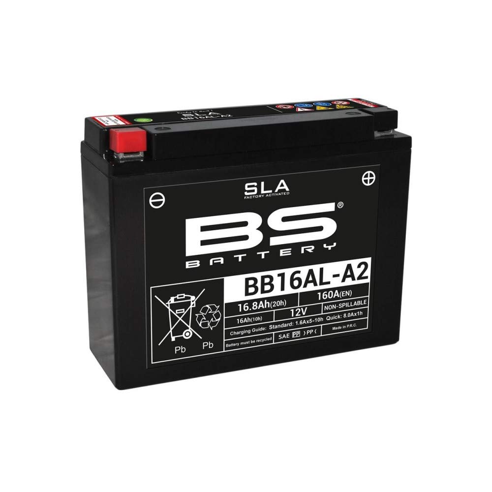 BS battery 300839 bb16al-A2 AGM SLA Moto Batterie, noir