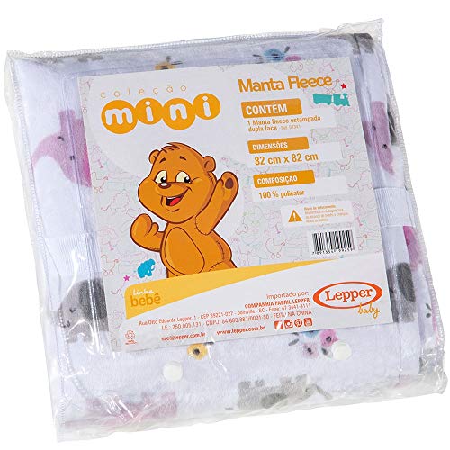 Manta para Bebê Elefantes Rosa Fleece Dupla Face Lepper