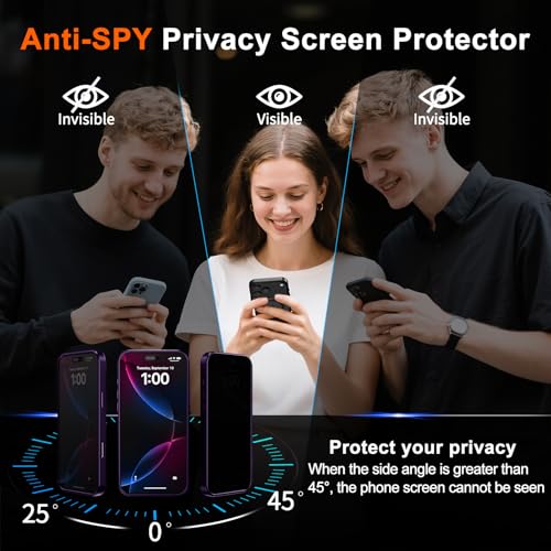 Image of for iPhone 15 Plus Case with Privacy Screen Protector, Purple