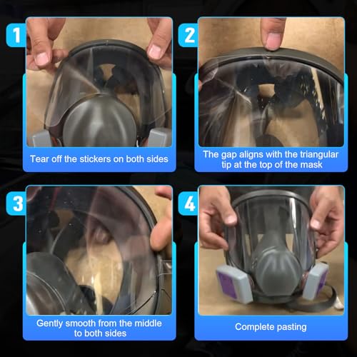 50 Pack Peel Off Lens Cover Compatible for 3M Respirator Masks 6885, 6000, 6700, 6800, 6900 Series, Faceshield Cover Lens, Full Face Mask Protector 9.9\" x 5.6\", Respirator Face Shield Cover
