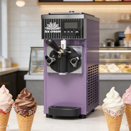 QJJML Máquina Helados Un Solo Sabor, Máquina Profesional Helado Suave con Cuerpo Acero Inoxidable, 450 W / 750 W De Potencia Y 3,5 L / 7,4 L De Capacidad; Ideal para Alquileres De Fiestas Purple-3.5L