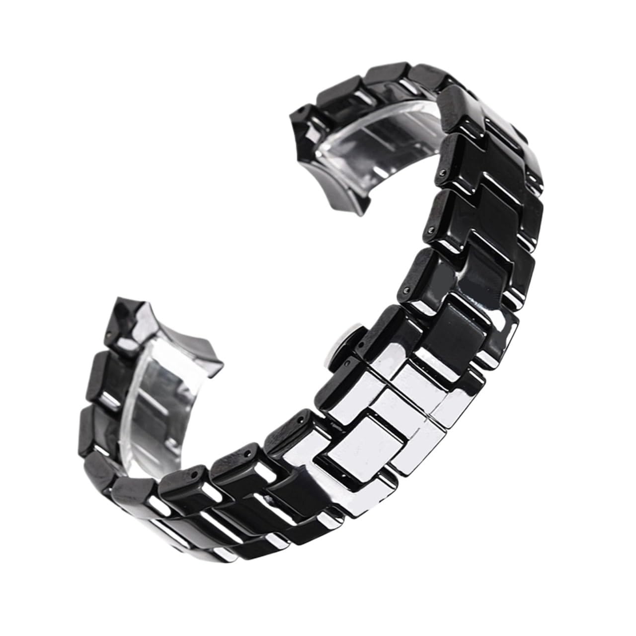 HMFANG Cinturino in Ceramica 18mm 22mm Compatibile con Orologio AR1400 AR1410 AR1402 AR1401 Uomo Donna Cinturino Cinturino Cinturino Nero Bianco Pulsante Farfalla(Black Silver,22mm)