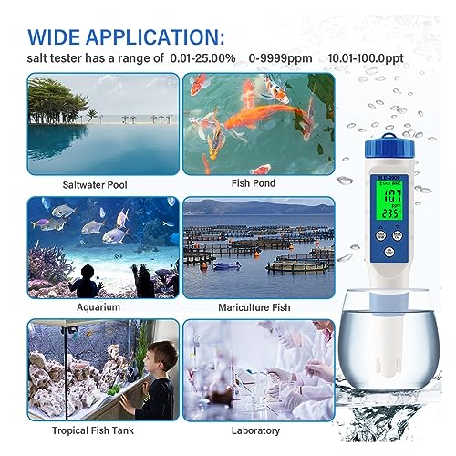 Testeur d'eau Bluetooth 0.1-200ppt précis pour sel et piscine