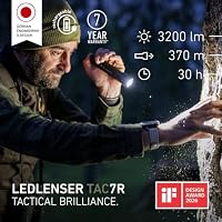 Ledlenser TAC7R Taktische Taschenlampe, wiederaufladbar, LED 3200lm, 10 Modi inkl. RGB und Strobe, Multi-Lens-Technologie, bis zu 370m Leuchtweite, USB-C, IP68 wasserdicht für Polizei, Jagd, Militär – Ansicht 2