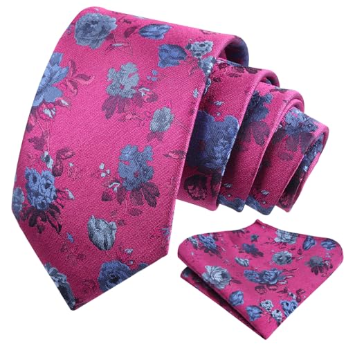 Image of Alizeal Mens 3.15'' Colorful Flower Pattern and handkerchief Necktie Set