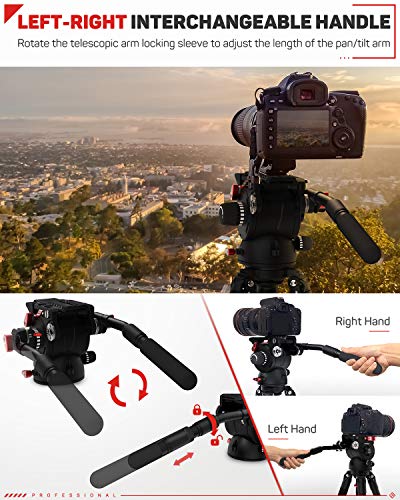 Ifootage Video Camera Tripod Fluid Drag Pan Head With 1/4" And 3/8" Screws Sliding Quick Release Plate For Canon Nikon Sony Dslr Camcorder Shooting Filming #TOP5
