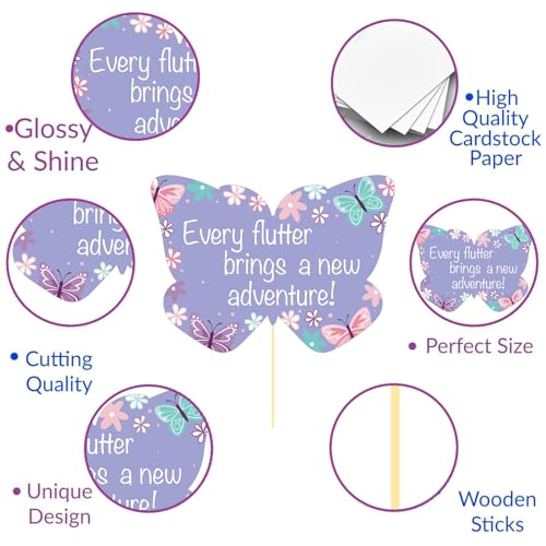 Image of Party Propz Butterfly Theme Props for Birthday Decoration - 17 Pcs Butterfly Theme Photo Props,Birthday Decoration Kit for Girls, Photo Booth Props for Kids