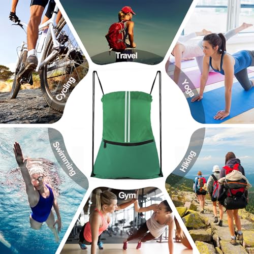 Image of Drawstring Backpack Large Sports Draw String Bag for Women and Men (Green)