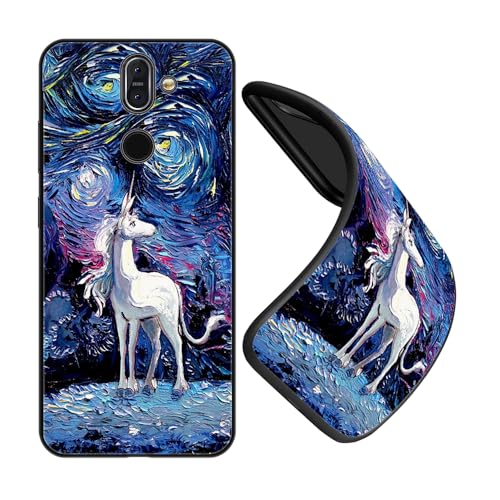 JEZSTHAI Funda Compatible con Nokia 8 Sirocco Carcasa de Silicona Premium,Anti-Choques y Anti-Arañazos,Funda Protectora de Suave para Negro con Dibujo con Patrón,B09