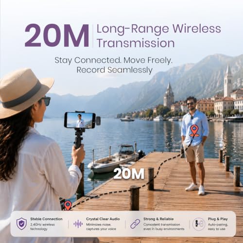 Image of Portronics VlogMate C Type-C Wireless Microphone with Noise Cancellation, Bluetooth 5.0v, 360 Omnidirectional Mic, 20M Range, Real-Time Sound Reception, Audio Video Sync