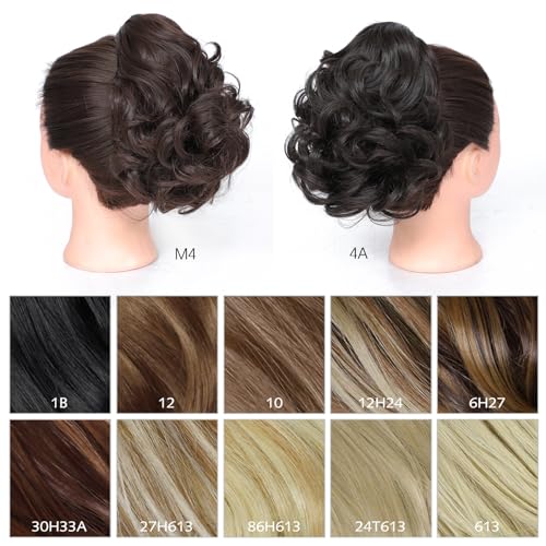 Yamel Ponytail Extension Short Cute Curly Wavy Dark Auburn and Light Auburn mixed Claw Jaw Clip in Synthetic Hairpiece Pony Tail Tale Ponytail Hair Extensions - Image 4