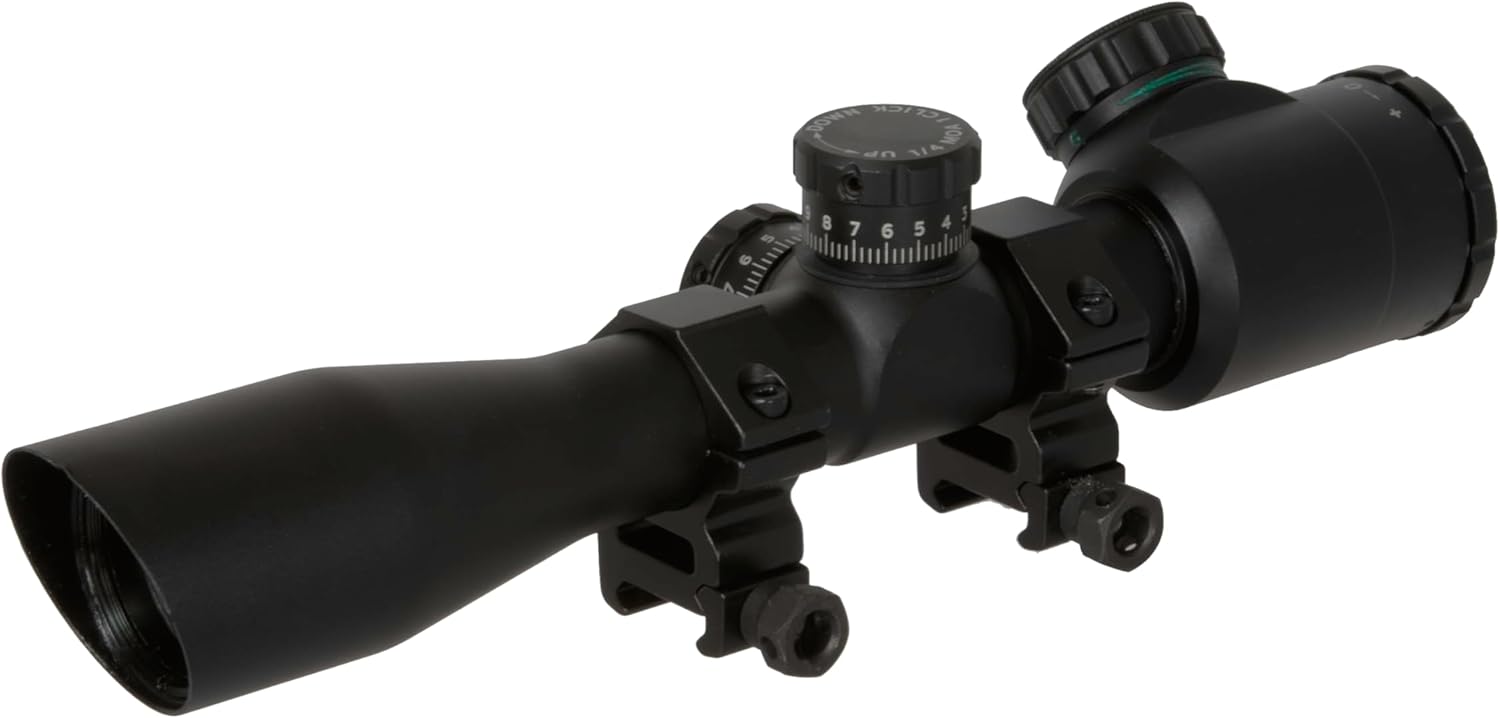 Truglo 4x32 Compact Tactical Scope with Mil-Dot Reticle, Weaver Style Rings, Black