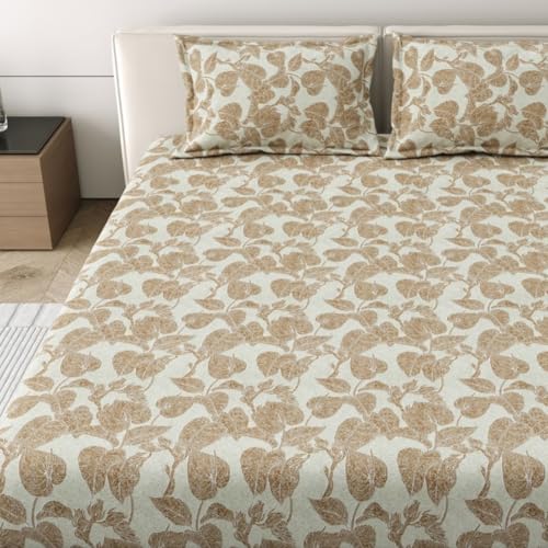 Image of Mafatlal Classic Comfort 186 TC Double Bed Cotton Bedsheet 90x100 Inch - Umber | Soft, Breathable, Lightweight & Durable Everyday Stylish Home Furnishing Umber Color