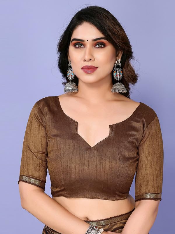 Image of SIRIL Women's Lace & Printed Chiffon Saree with Unstitched Blouse Piece