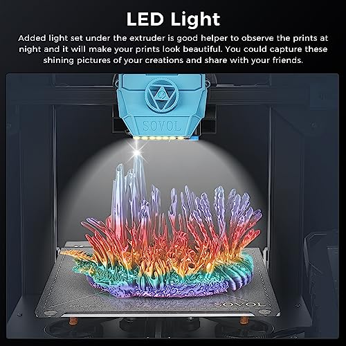 Sovol SV07 3D Printer with Klipper 5 inch Touch Screen, Max Print Speed 500mm/s, 300℃ High Temp All Metal Hotend Planetary Direct Drive Auto Leveling Meanwell Power Supply Print Size 8.66x8.66x9.84in