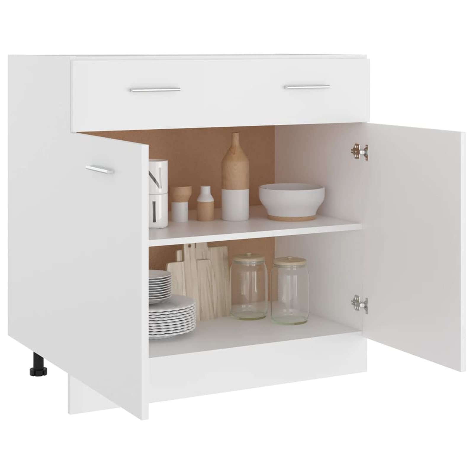 BaraSh Schubunterschrank Weiß 80x46x81,5 cm Holzwerkstoff KüChenunterschrank Unterschrank KüChe SpüLenschrank SpüLenunterschrank
