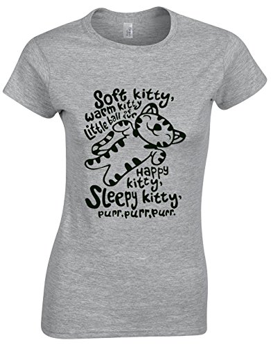 Crown Designs Soft Kitty Warm Kitty Comedy TV Show Inspired Gift for Women & Teenagers Fitted T-Shirts Tops - Grey/M - 8/10