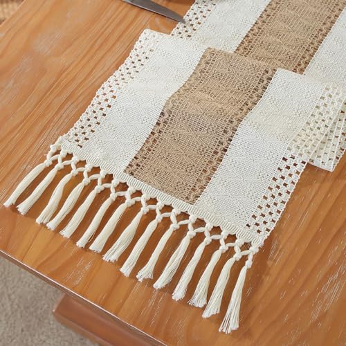 Chemin de table en coton et lin rustique aux finitions soignées