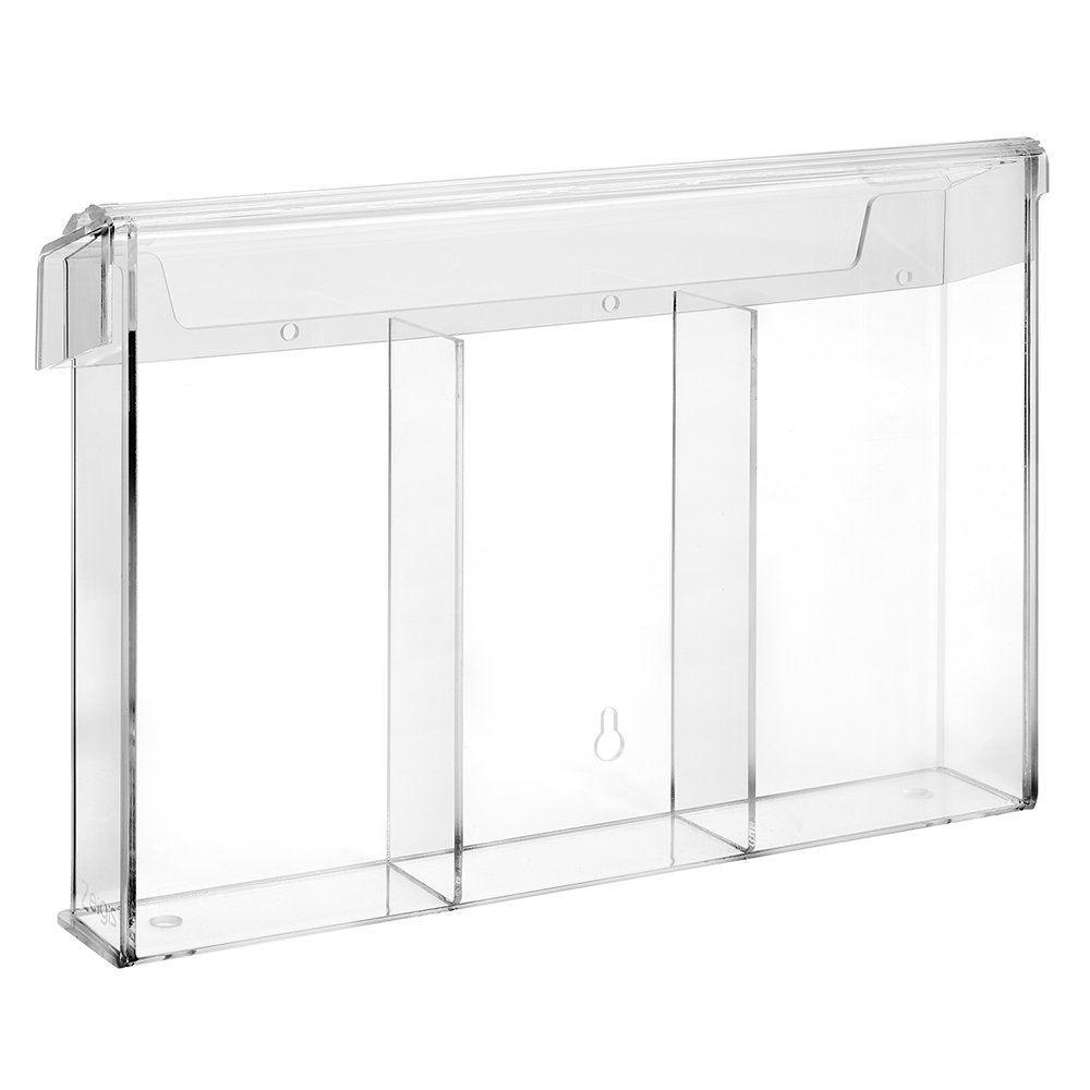 Zeigis 3-Fach DIN Lang Prospektbox/Prospekthalter/Flyerhalter im Hochformat, wetterfest, für Außen, mit Deckel, aus glasklarem Acrylglas