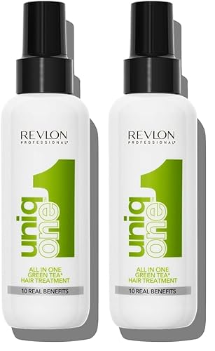 Revlon Professional UniqOne, Masque en Spray Sans Rinçage (150 ml), Soin Cheveux Nourrissant et Réparateur, Formule Vegan, Tous Types de Cheveux, Thé Vert (Lot de 2)