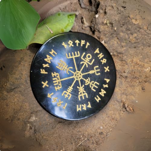 Plato de carga Vegvisir de Ágata Negra 8 cm miniatura 4