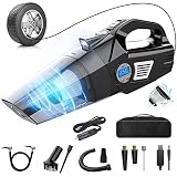 KINMAC 4-in-1 Handheld Car Vacuum Cleaner Cordless, Tire Inflator Air Compressor Pump Rechargeable P