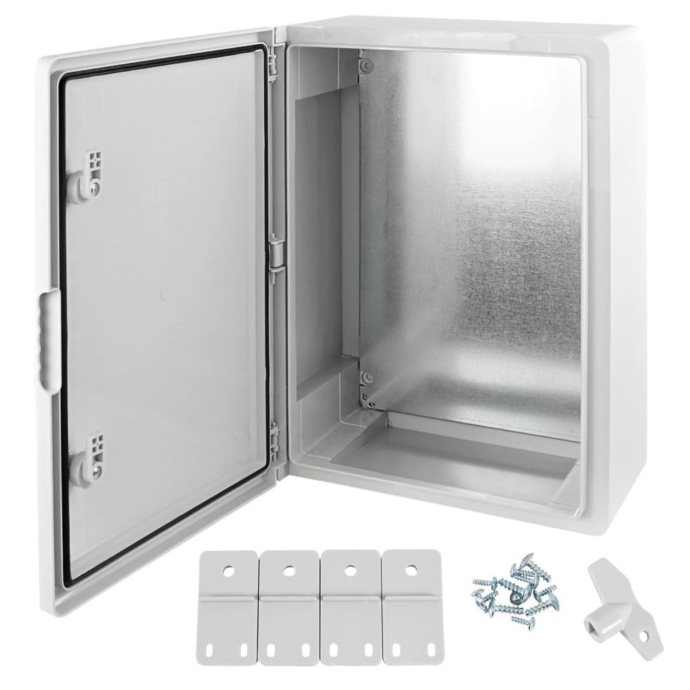 Armario de Distribución para Pared con Placa de Montaje Galvanizada, Caja Industrial de Control Vacía de Plástico ABS con Puerta Protección IP65, tamaño 300x400x170