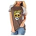 Produktbild KIMODO T-Shirt Tops Damenmode Lässig Blusen Elegante Oberteile Blumendruck Kurzarm V-Ausschnitt Casual Hemd Langarm Shirt (Kaffee-B, M)