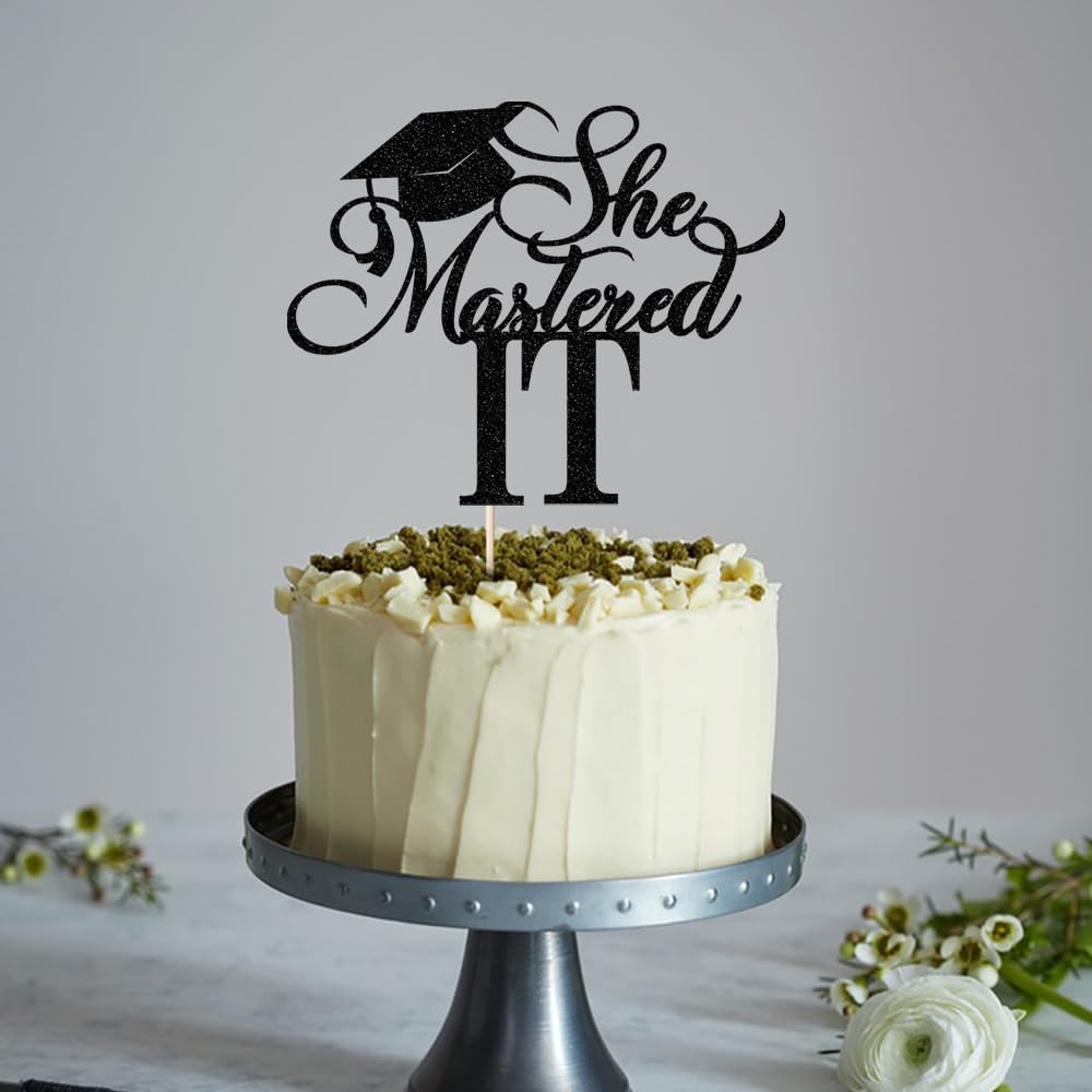 2025 Graduation Cake Topper – "She Mastered It" High School & University Cake Decorations For Parties