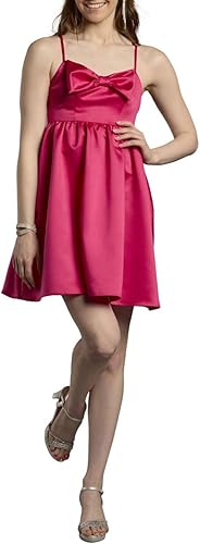 David's Bridal Bow Bodice Satin A-Line Mini Dress, Women's Size 20, Fuchsia
