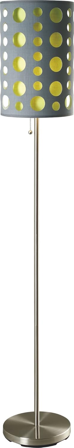 SH Lighting Retro Dual Shade Floor Lamp - Features Grey Outer Shade & Green Inner Shade - 62" Tall Great for Living Rooms or Bedrooms (GY/GN)